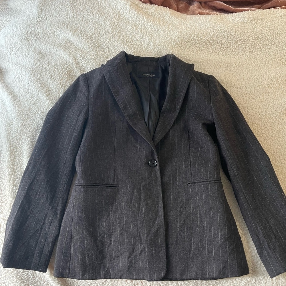 Pinstripe Blazer Charcole